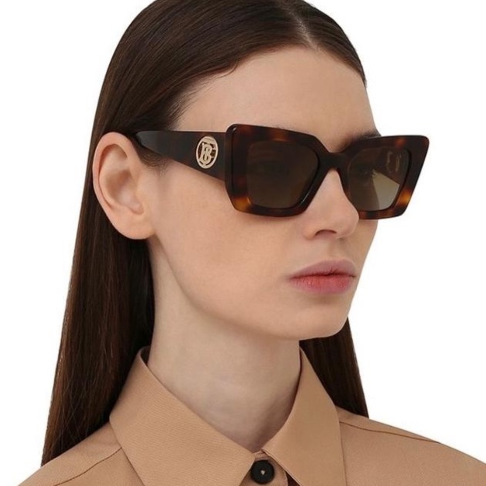 New  - Burberry Havana Brown New Be4344 3316/13 Women 4344 Sunglasses - Picture 6 of 14